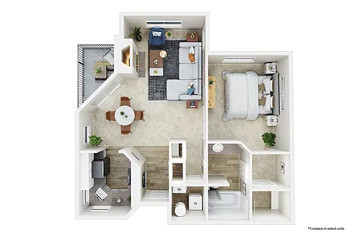 Floor plan 1X1B