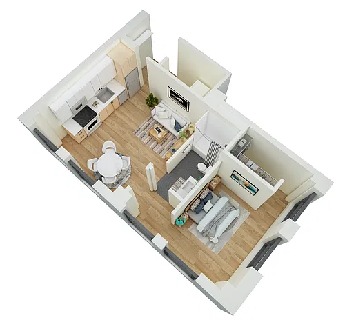 Floor plan 1 Bed 1 Bath-F