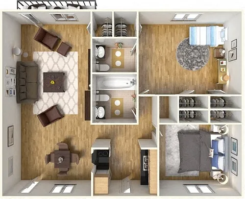 Floor plan 2 Bedroom 1.5 bath