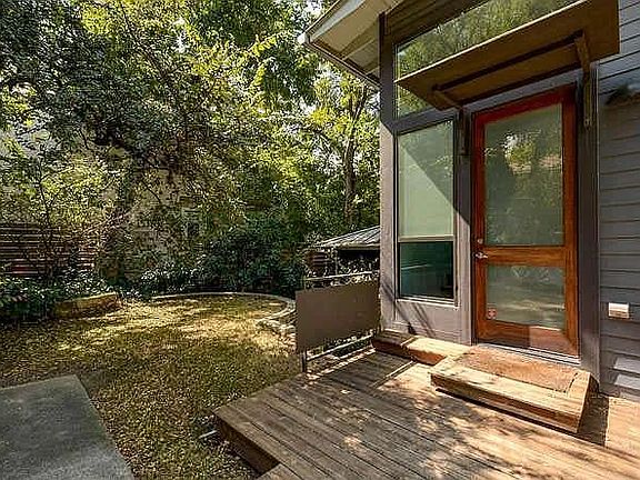 Side entrance and patio