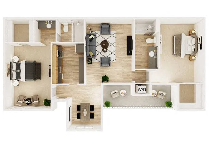 Floor plan 2 Bedroom 2 Bath B