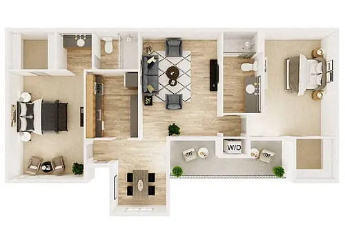 Floor plan 2 Bedroom 2 Bath B