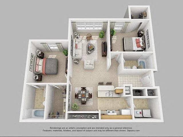 Floor plan Two Bedroom Two Bathroom