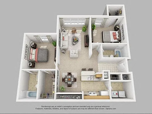 Floor plan Two Bedroom Two Bathroom