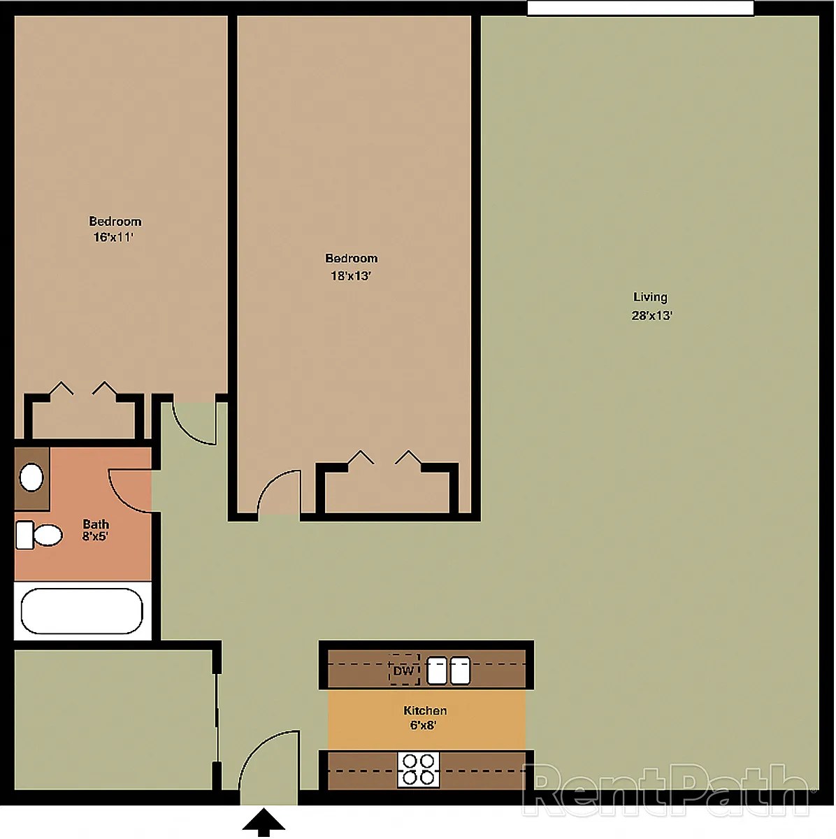 Floor plan 2 Bedroom 1 Bath