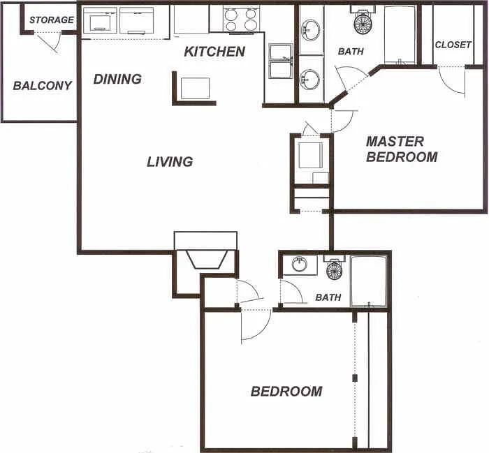 Floor plan B150 BRADFORD - 2 Bedroom, 2 Bathroom