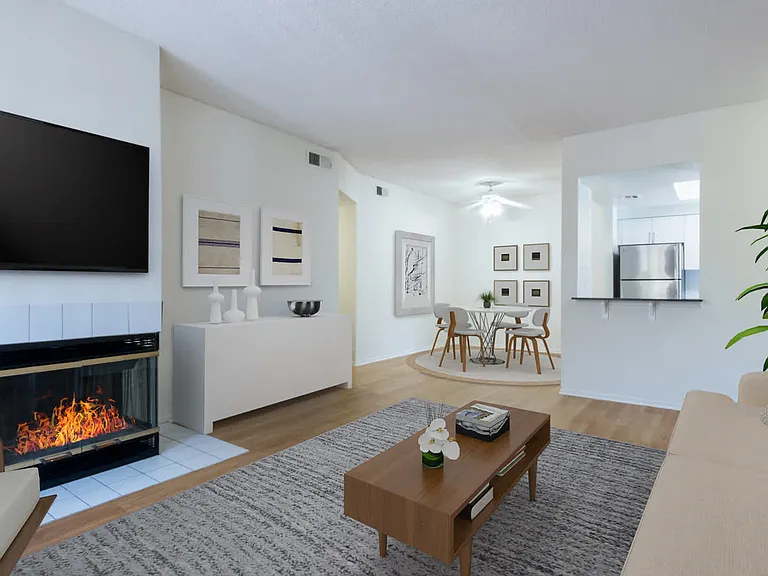 Living Room with Hard Surface Flooring and Fireplace
