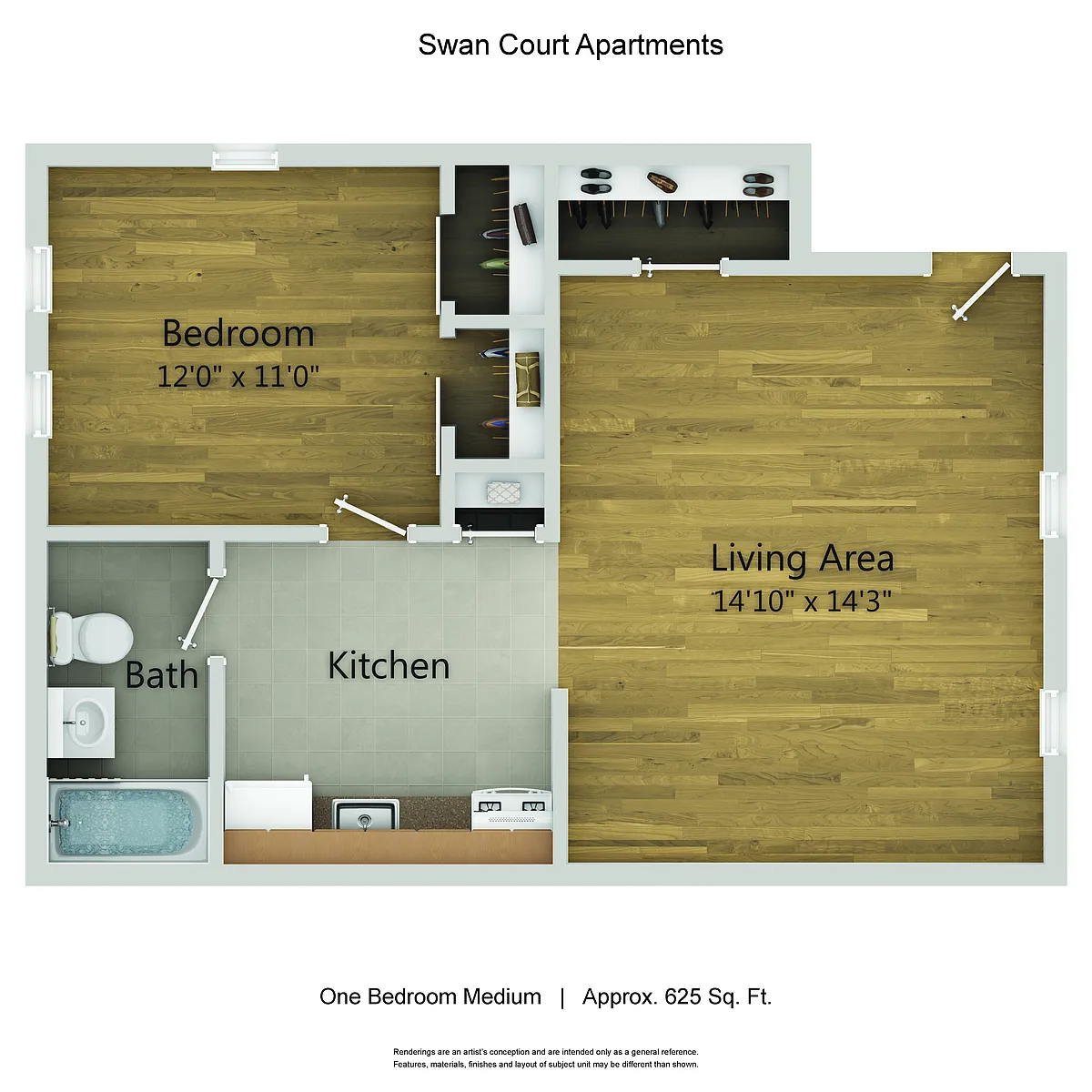 Floor plan One Bedroom - Medium