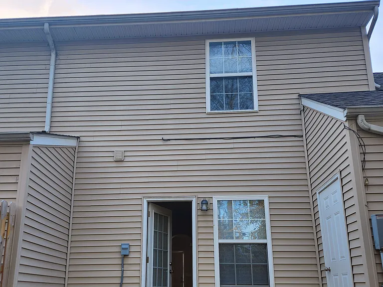 Back patio area with closet