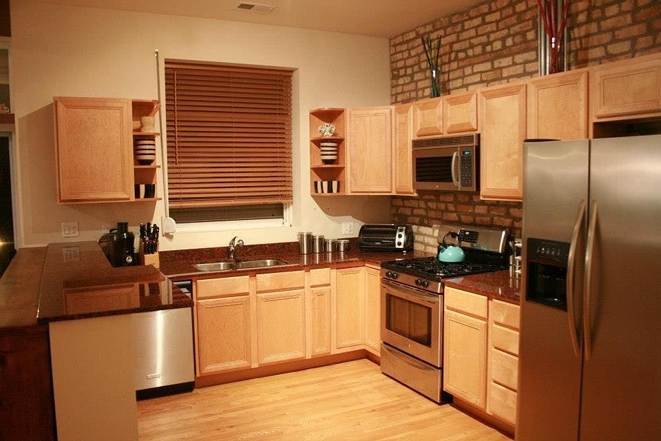 stainless steel kitchen (view from hallway