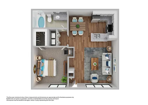 Floor plan 1 Bedroom 1 Bath Style A2