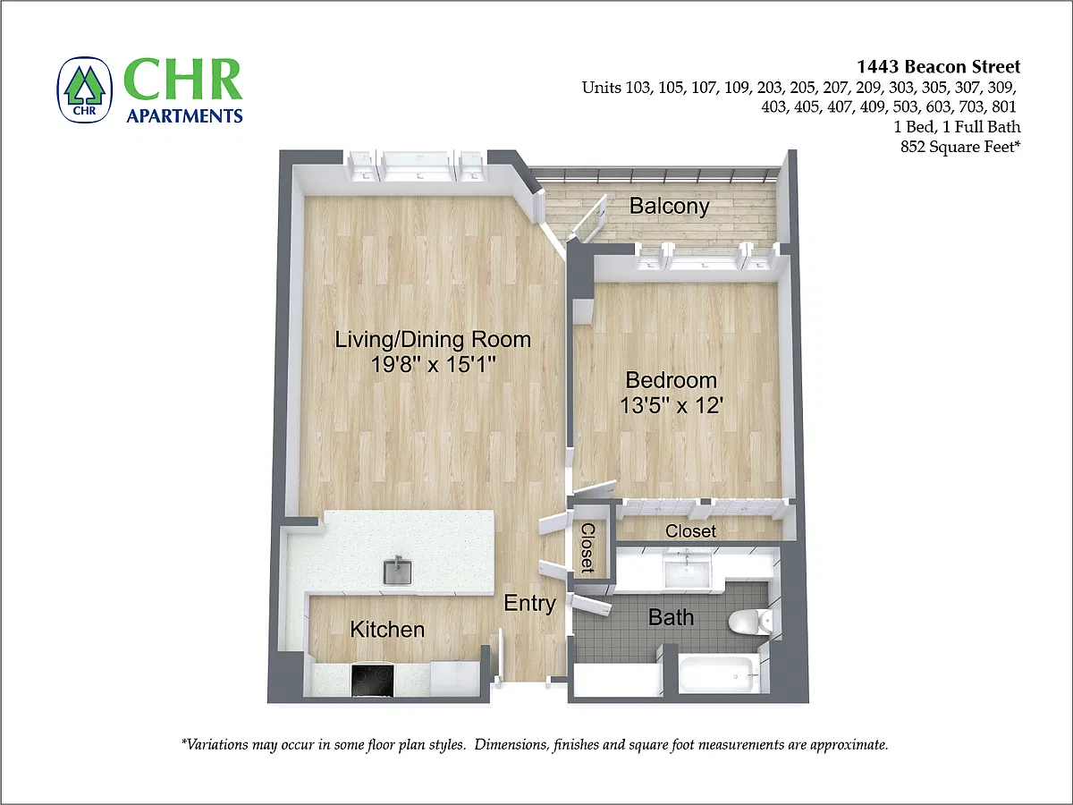 Floor plan 1 Bed/1 Bath
