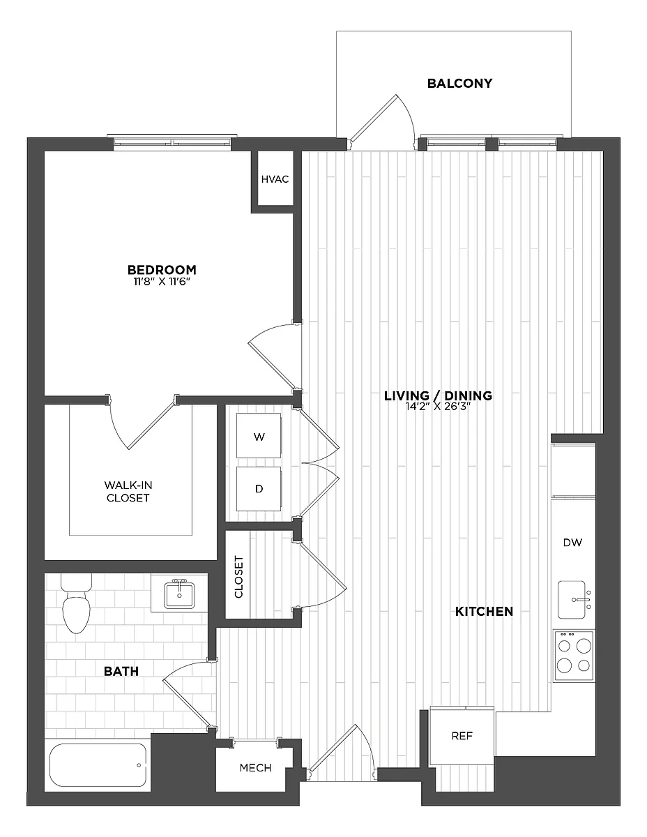 Floor plan 1 Bed/1 Bath-A5