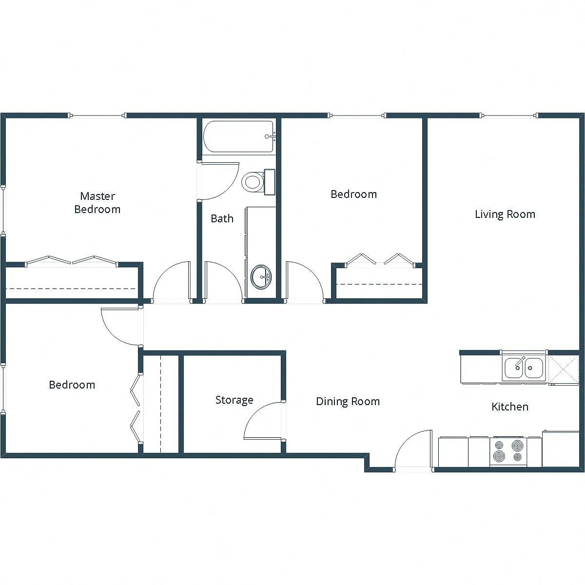 Floor plan Three Bedroom 31A