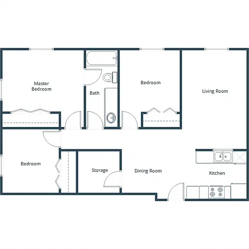 Floor plan Three Bedroom 31A