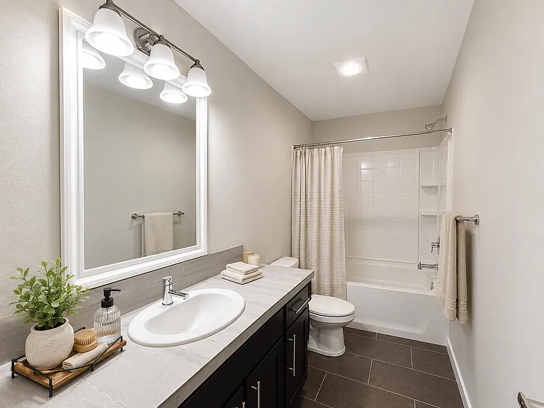 Virtually staged third floor bathroom.