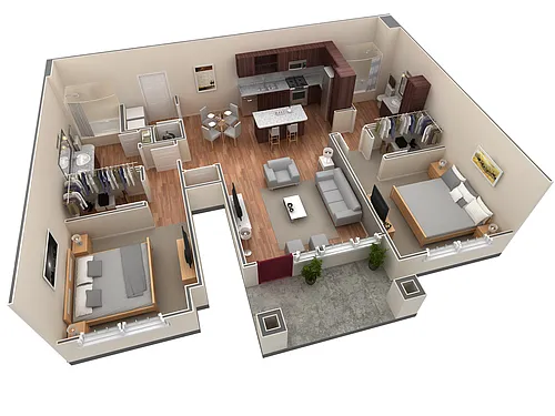 Floor plan 2 BR Grand Courtyard