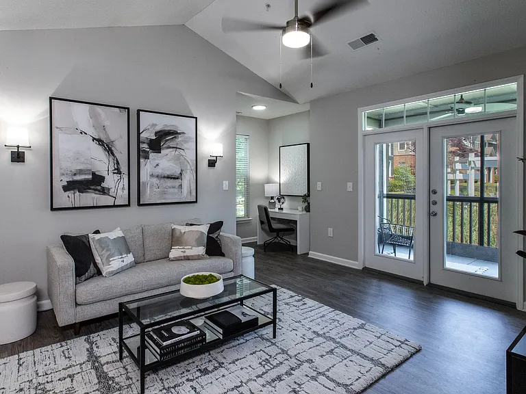 Our living spaces boast French-style doors leading to a perfect patio/balconyan extension of your living room!