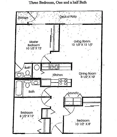 Floor plan 3 Bed 1.5 Bath