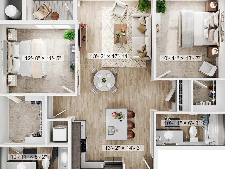 2BR/2BA - B3 -1053SQFT 2BR/2BA - B3 -1053SQFT