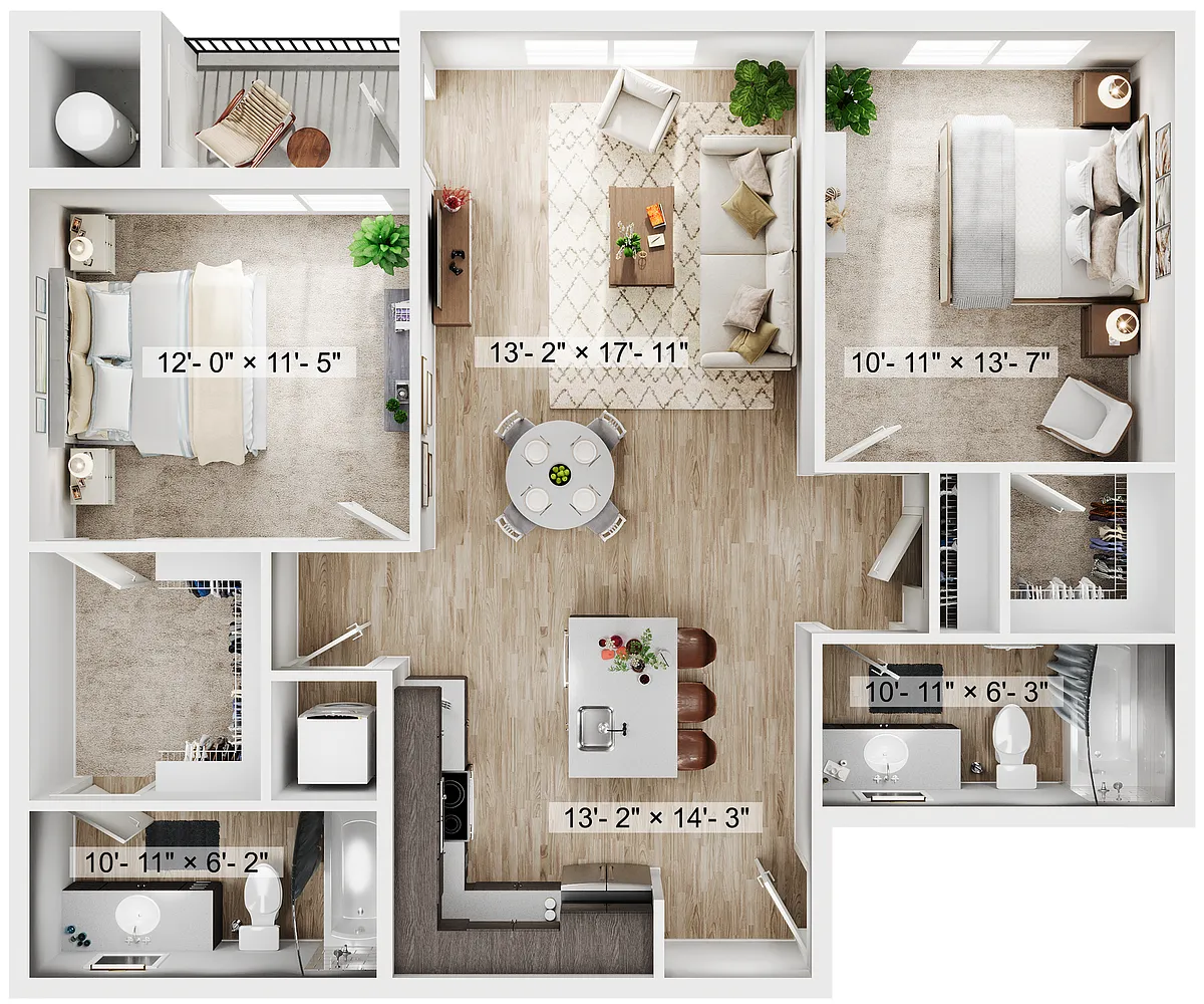 Floor plan 2BR/2BA - B3