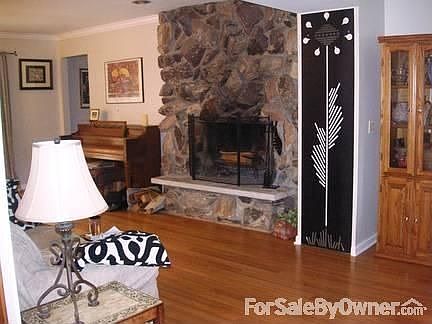 Large Family Room Wood Burning Fireplace : Bamboo Flooring