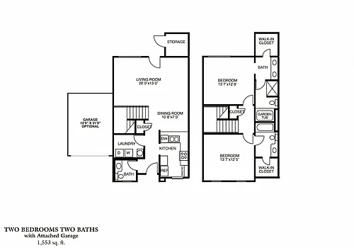 Floor plan 2 Bedroom Townhome
