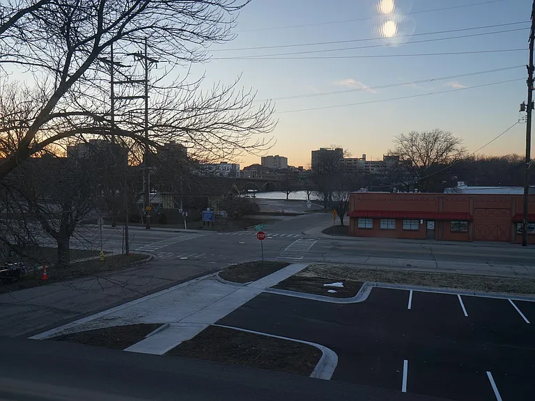view of river front from large kitchen window