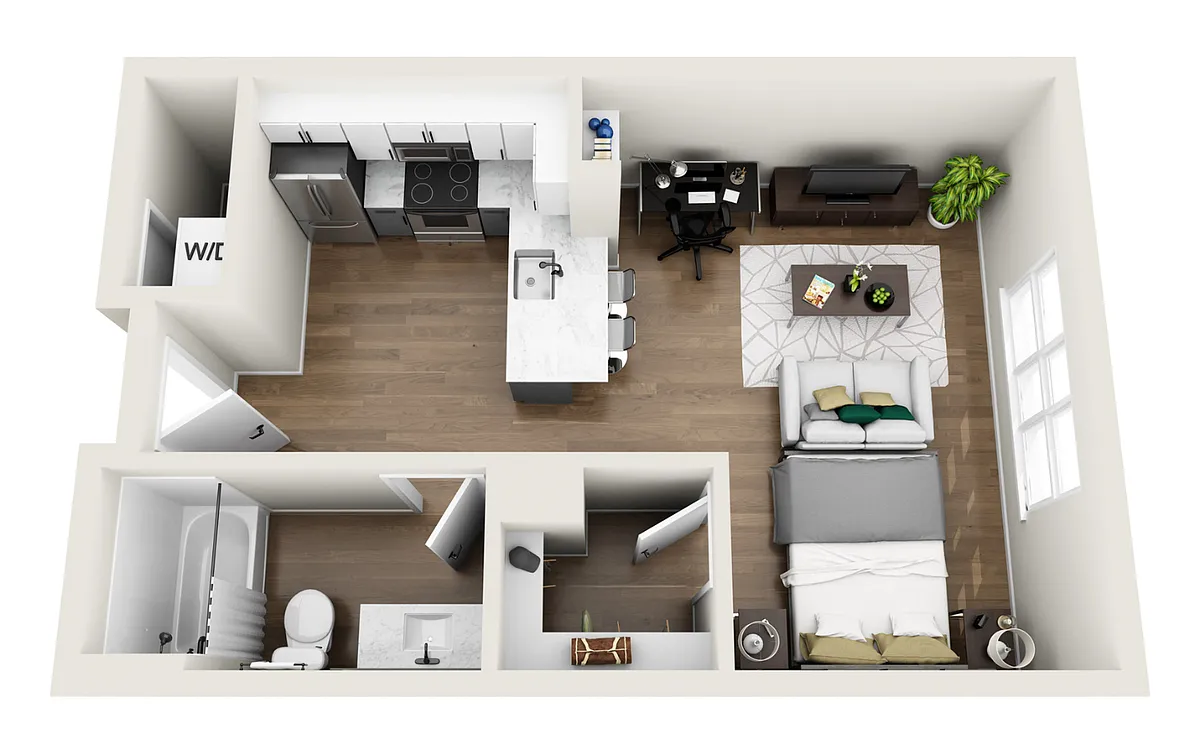 Floor plan 1S1R - Phase 1 Renovated