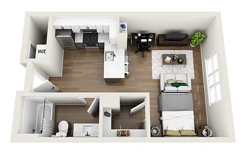 Floor plan 1S1R - Phase 1 Renovated