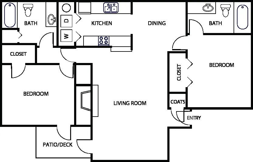 Floor plan 2 Bedroom, 2 Bath