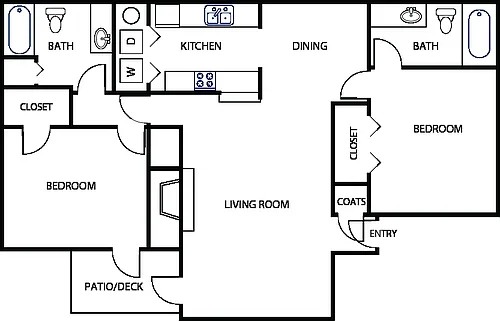 Floor plan 2 Bedroom, 2 Bath