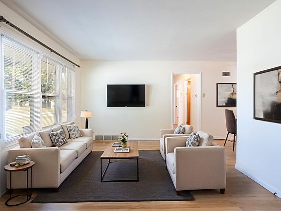 Virtually staged family room.