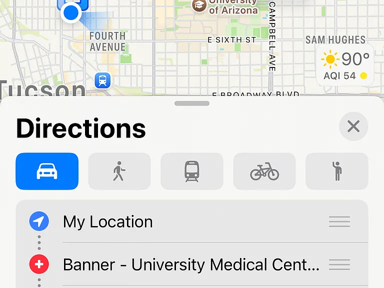 Minutes to Banner University Medical Center