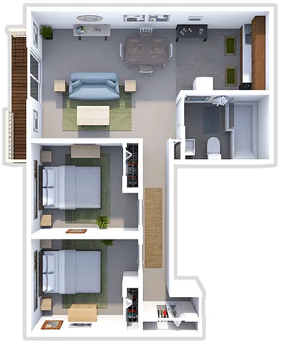 Floor plan SANDPIPER COVE 2 BEDROOM 1 BATH HC