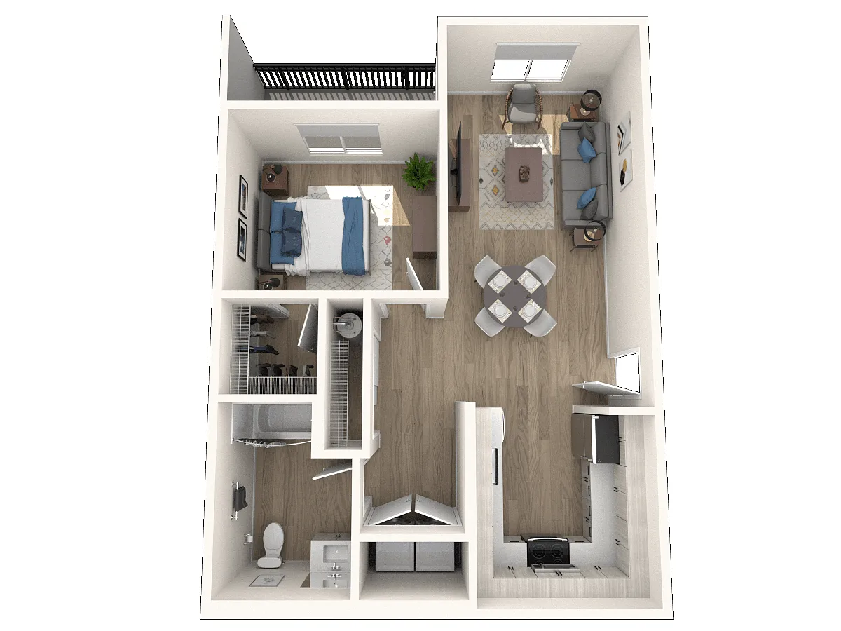 Floor plan 1x1 Bedroom B1-A
