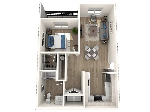 Floor plan 1x1 Bedroom B1-A