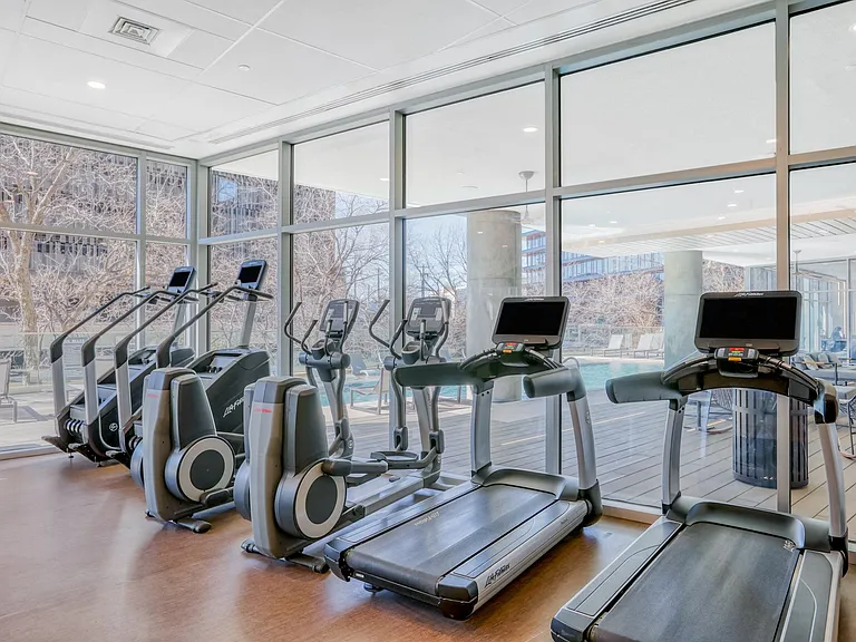 Cardio machines with a nice relaxing view.