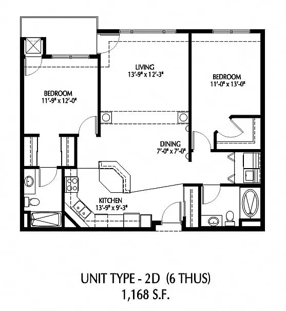 Floor plan Two Bedroom - D