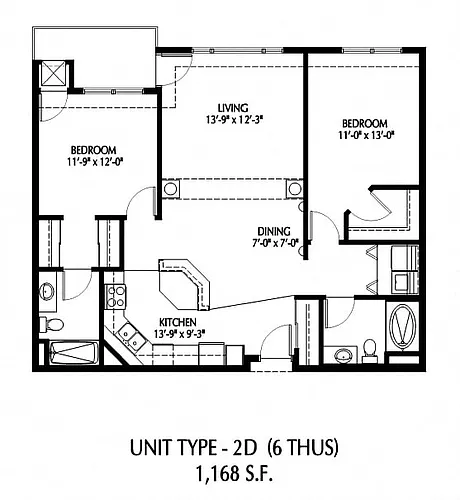 Floor plan Two Bedroom - D