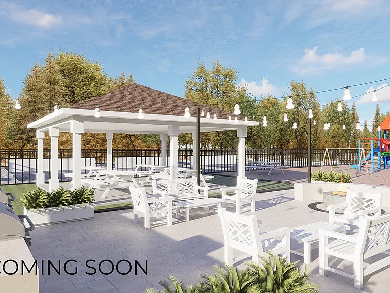 Unveil your oasis at The Woods at Ambler, an Eagle Rock Community. This stunning new outdoor lounge invites relaxation with stylish seating and serene surroundings. Don't miss out on your ideal retreatreserve your spot today!