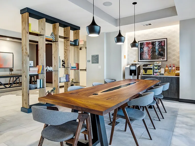 Resident lounge features a complimentary coffee station.