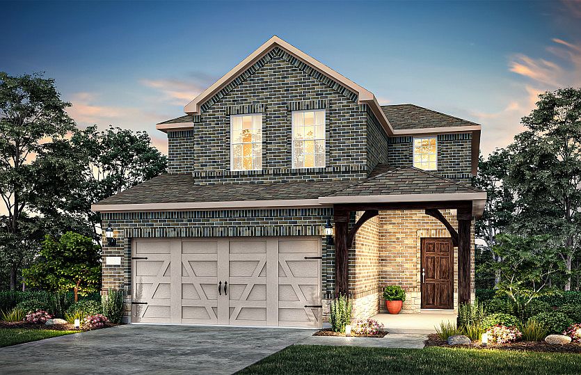 The Harrison, a two-story home with 2-car garage, shown with Home Exterior V