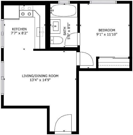 Floor plan 1 Bedroom | 1 Bath