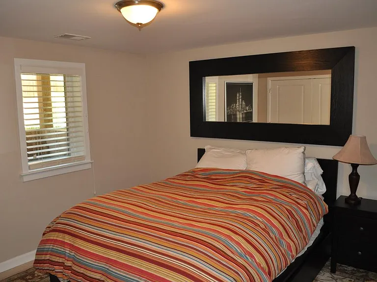 basement bedroom with walk-in closet