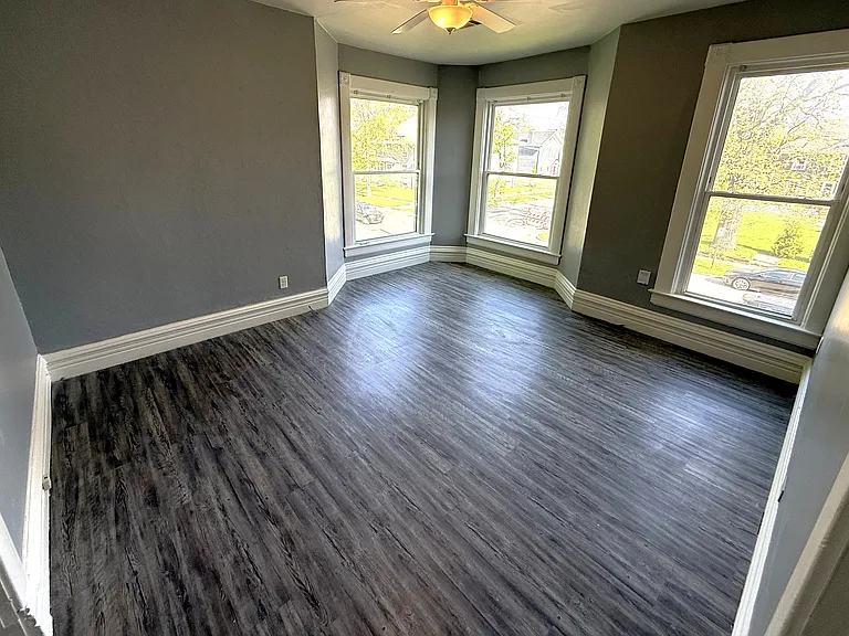 Large living room with giant windows!