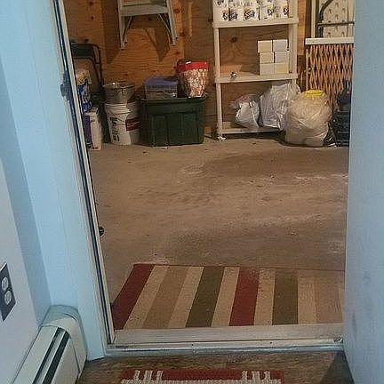 Garage entrance to house