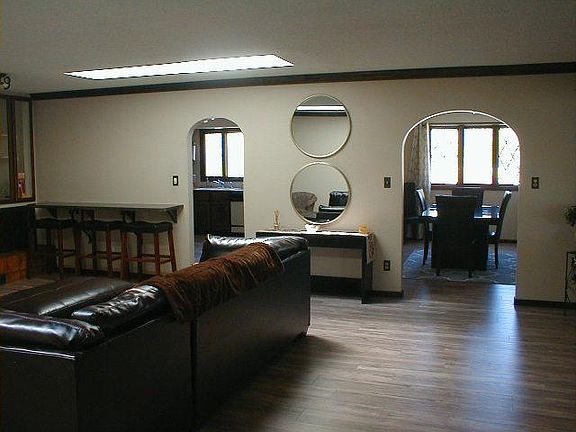 View from Great Room into Kitchen and Dining Room