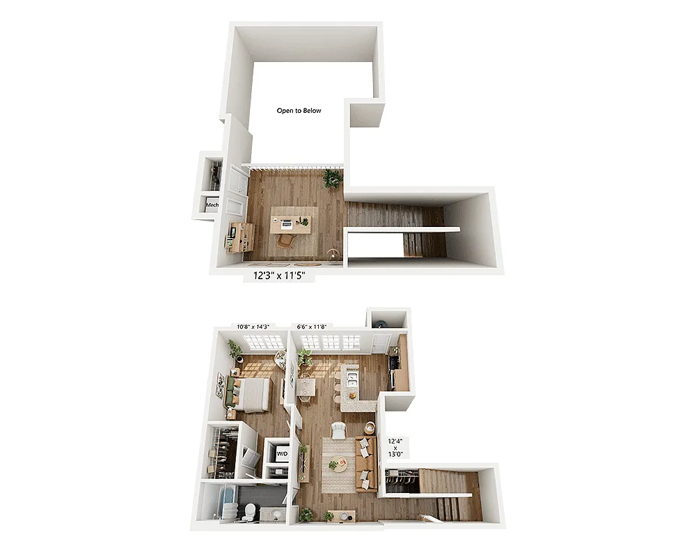 Floor plan One Bedroom A1CL