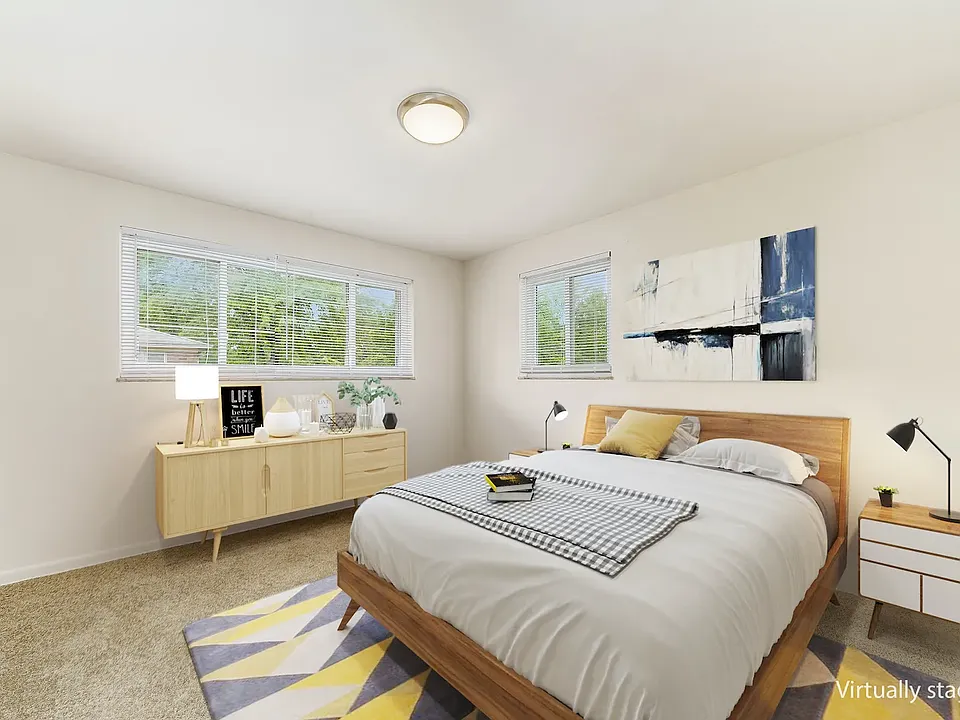 Upstairs, you'll find two private bedrooms and a full bathroom, creating a peaceful retreat away from the main living space.
